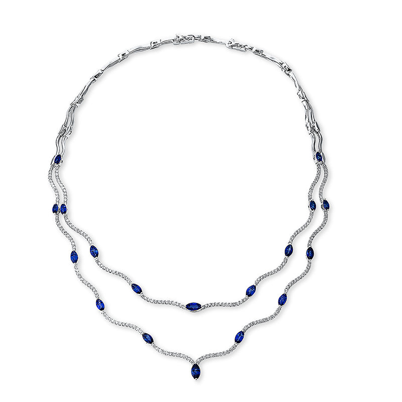 Collier mit Saphir  aus 750/-18 Karat Weißgold mit 234 Diamanten 3