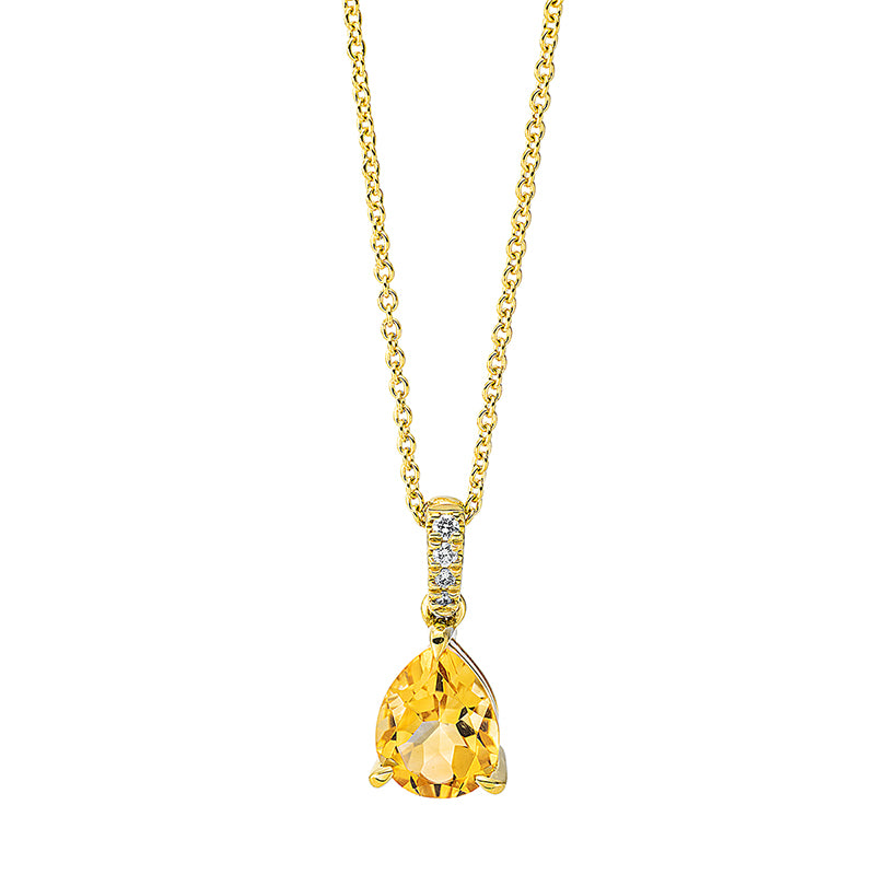 Collier mit Citrin  aus 750/-18 Karat Gelbgold mit 4 Diamanten 0