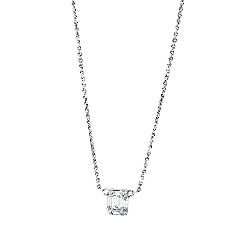 Collier    aus 750/-18 Karat Weißgold mit 10 Diamanten 0