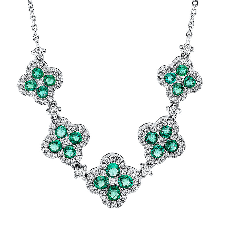 Collier mit Smaragd  aus 750/-18 Karat Weißgold mit 131 Diamanten 0