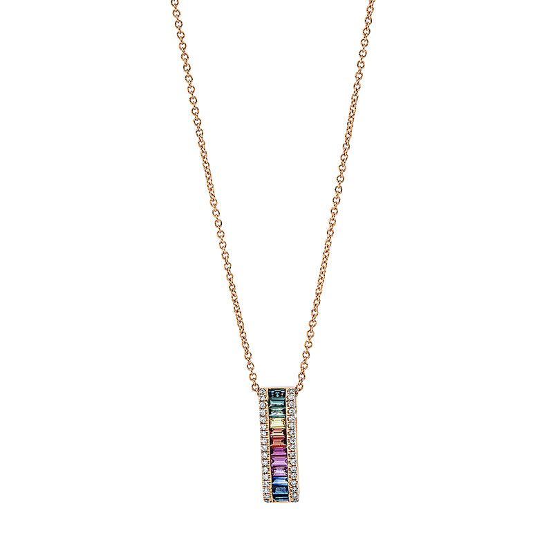 Collier aus Gold mit Diamanten mit Saphir, mit ZÖ 40 cm - 4K185