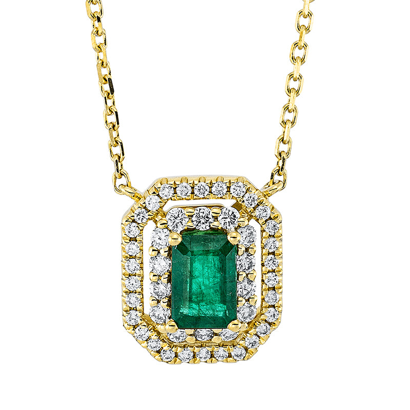 Collier mit Smaragd  aus 750/-18 Karat Gelbgold mit 44 Diamanten 0