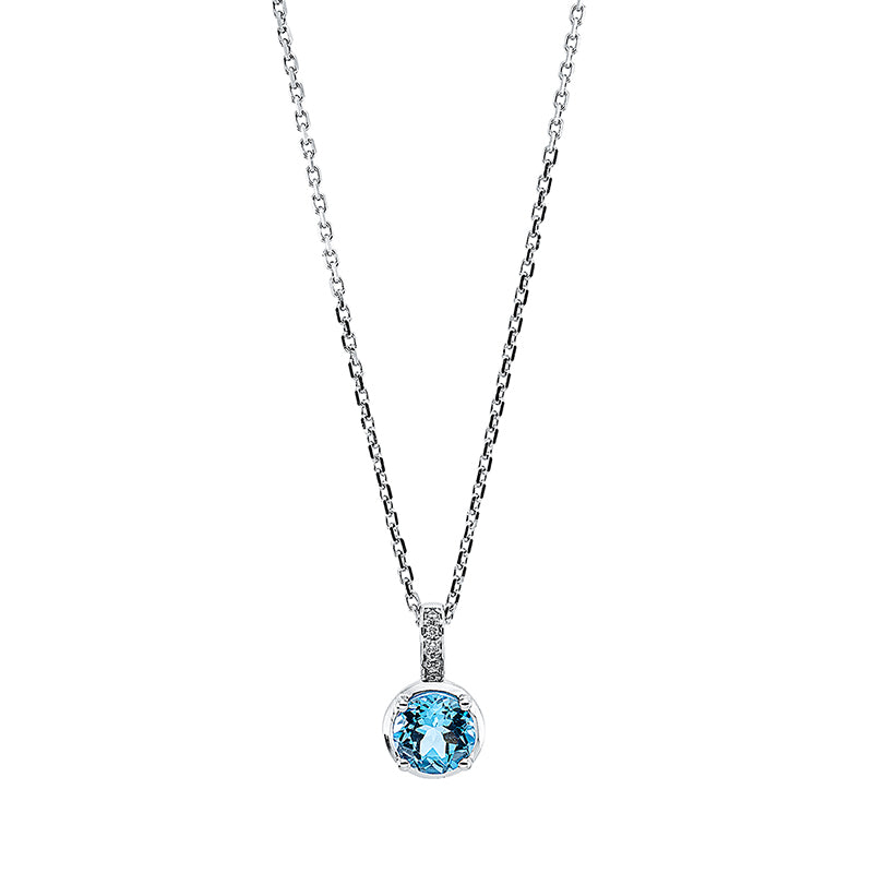 Collier mit Topas  aus 750/-18 Karat Weißgold mit 5 Diamanten 0