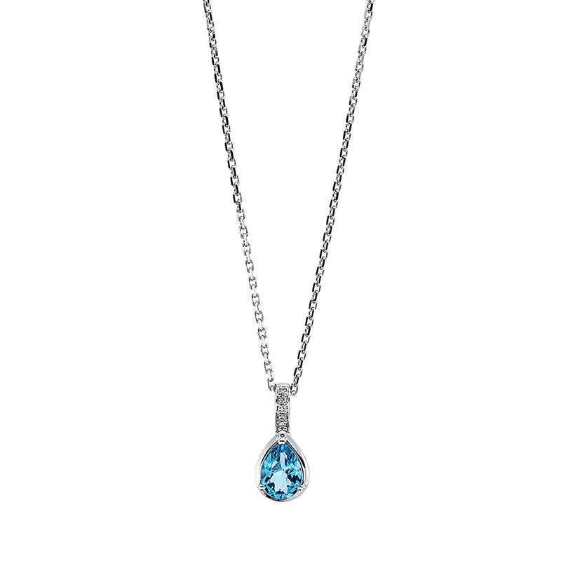 Collier mit Topas  aus 750/-18 Karat Weißgold mit 5 Diamanten 0