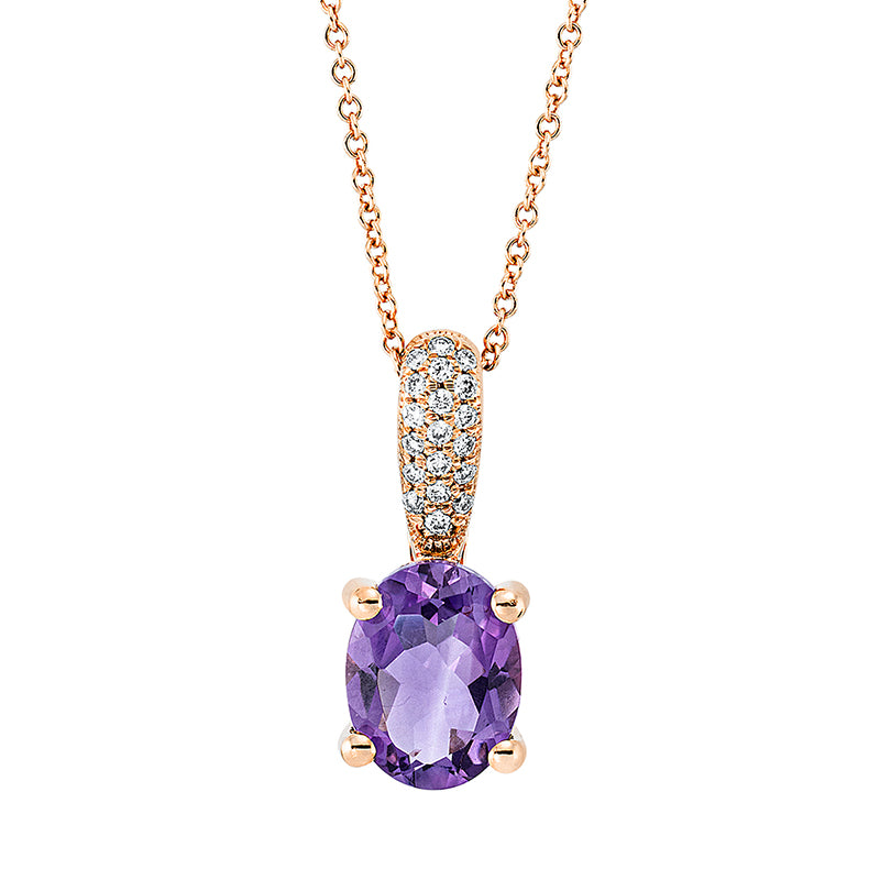 Collier mit Amethyst  aus 750/-18 Karat Rotgold mit 20 Diamanten 0