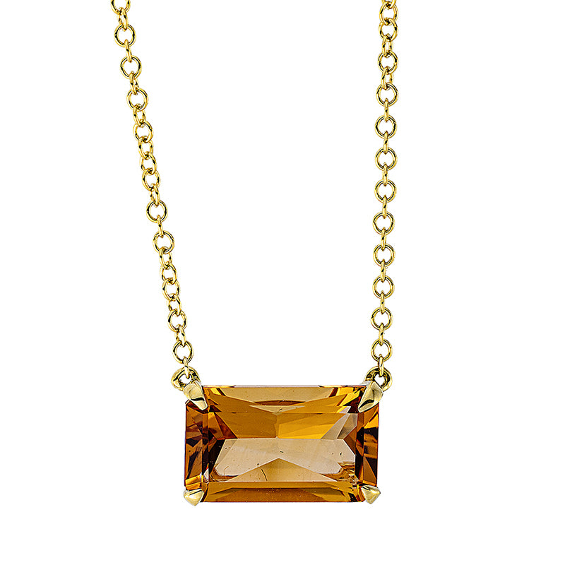 Collier mit Citrin  aus 750/-18 Karat Gelbgold  