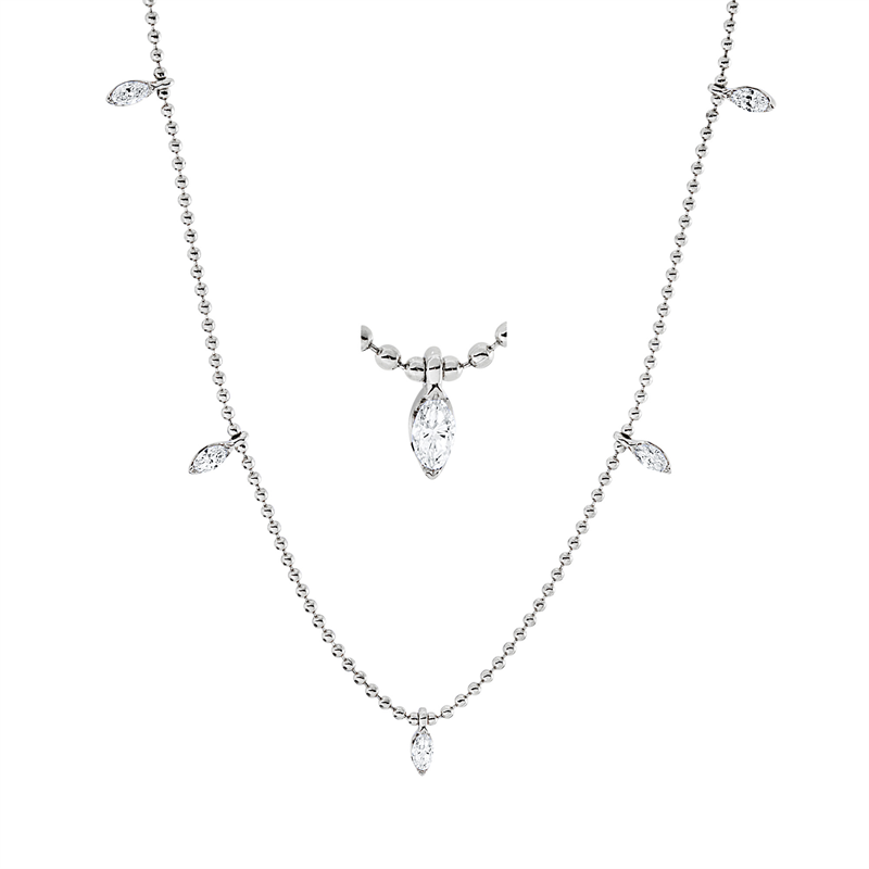 Collier    aus 750/-18 Karat Weißgold mit 5 Diamanten 0