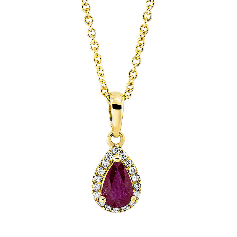 Collier mit Rubin  aus 750/-18 Karat Gelbgold mit 18 Diamanten 0