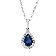 Collier mit Saphir  aus 750/-18 Karat Weißgold mit 18 Diamanten 0