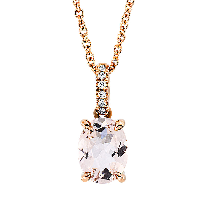 Collier mit Morganit  aus 750/-18 Karat Rotgold mit 6 Diamanten 0