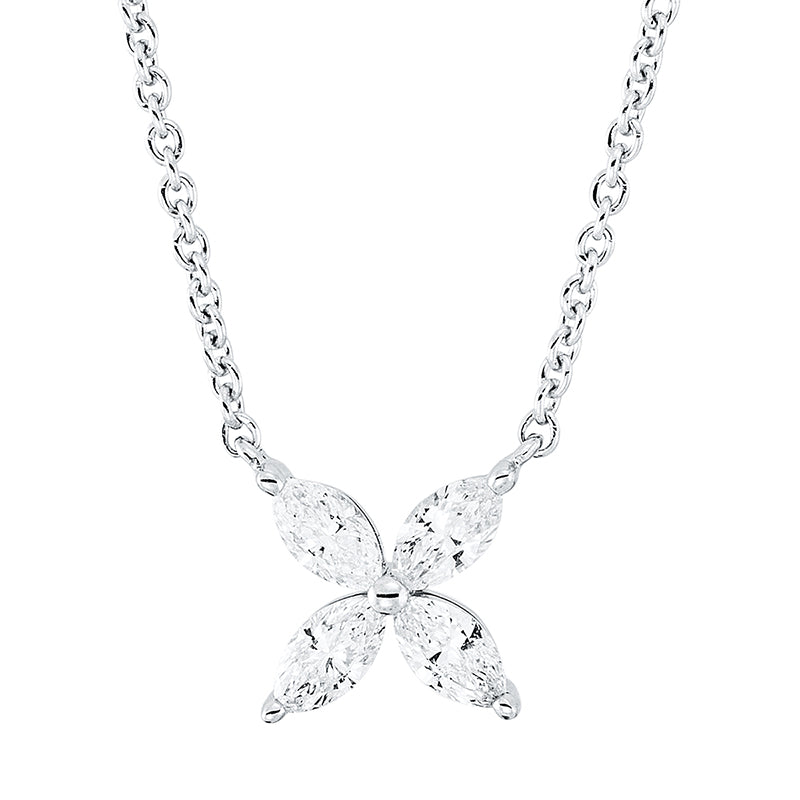 Collier    aus 750/-18 Karat Weißgold mit 4 Diamanten 0