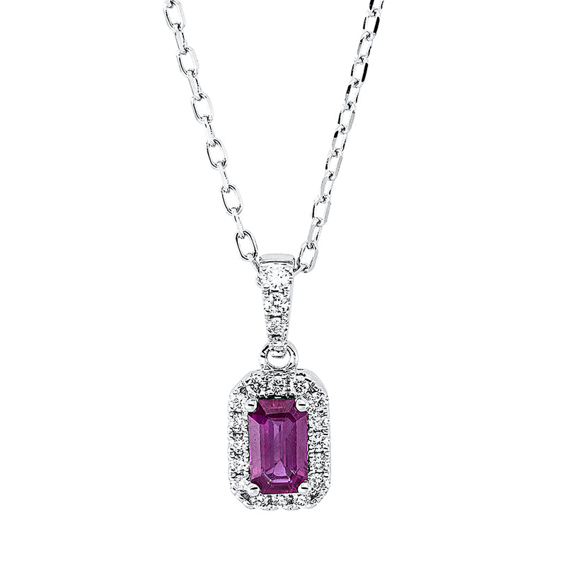 Collier mit Rubin  aus 750/-18 Karat Weißgold mit 20 Diamanten 0