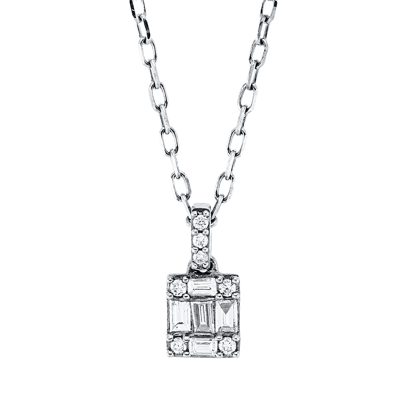 Collier    aus 750/-18 Karat Weißgold mit 12 Diamanten 0
