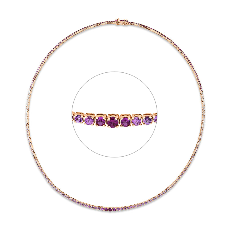 Collier mit Saphir  aus 750/-18 Karat Rotgold mit 30 Diamanten 0