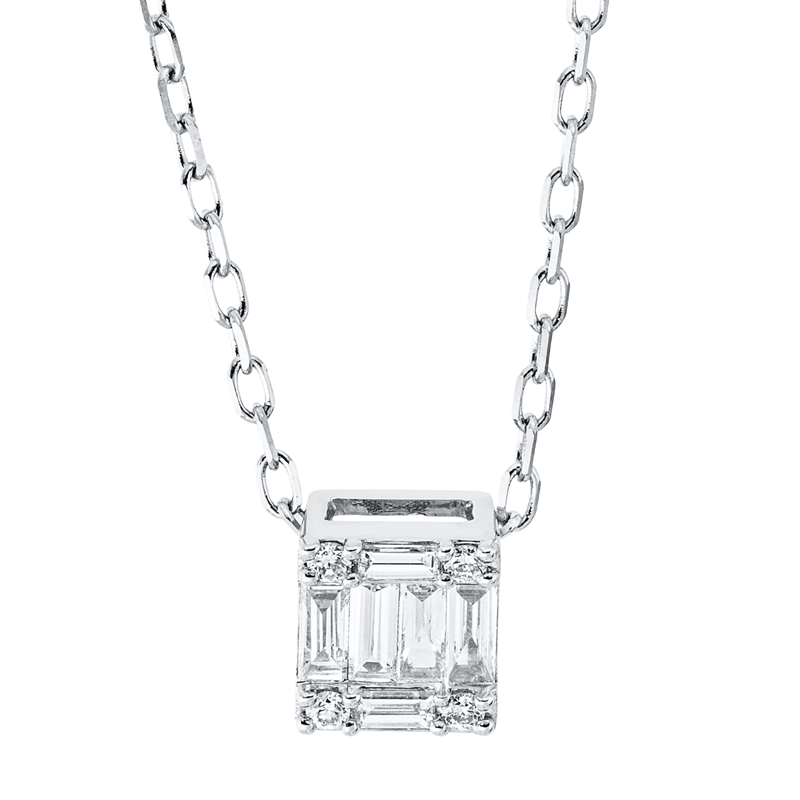 Collier    aus 750/-18 Karat Weißgold mit 10 Diamanten 0