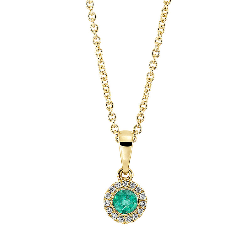 Collier aus Gold mit Diamanten mit Smaragd, mit ZÖ 42 cm - 4L494