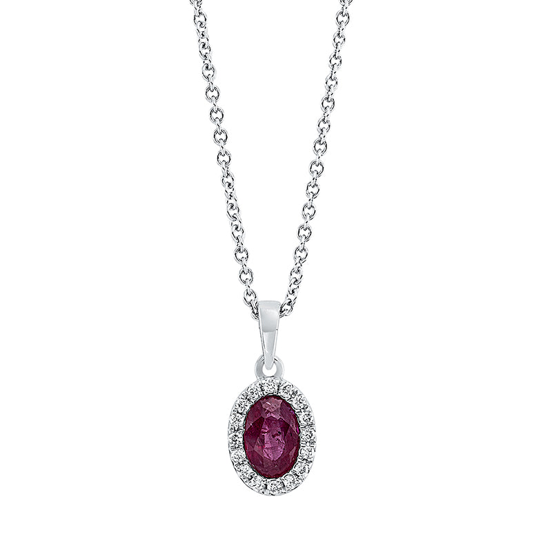 Collier mit Rubin  aus 750/-18 Karat Weißgold mit 16 Diamanten 0