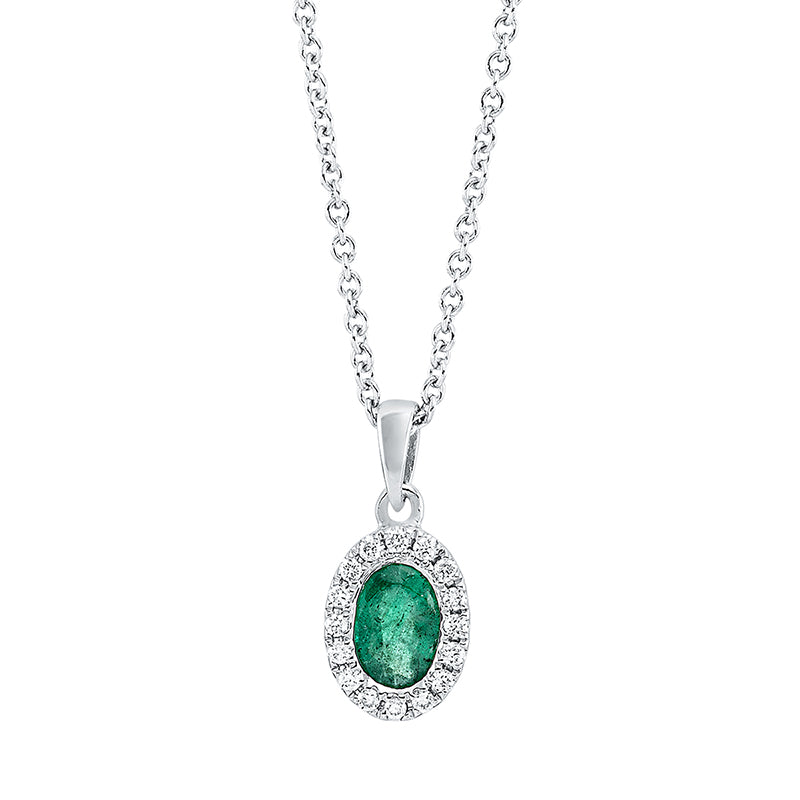 Collier mit Smaragd  aus 750/-18 Karat Weißgold mit 16 Diamanten 0