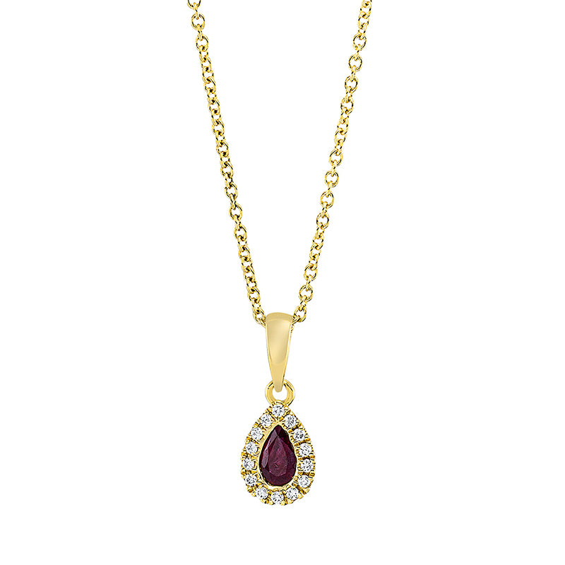 Collier mit Rubin  aus 750/-18 Karat Gelbgold mit 14 Diamanten 0