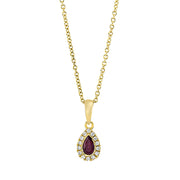 Collier mit Rubin  aus 750/-18 Karat Gelbgold mit 14 Diamanten 0