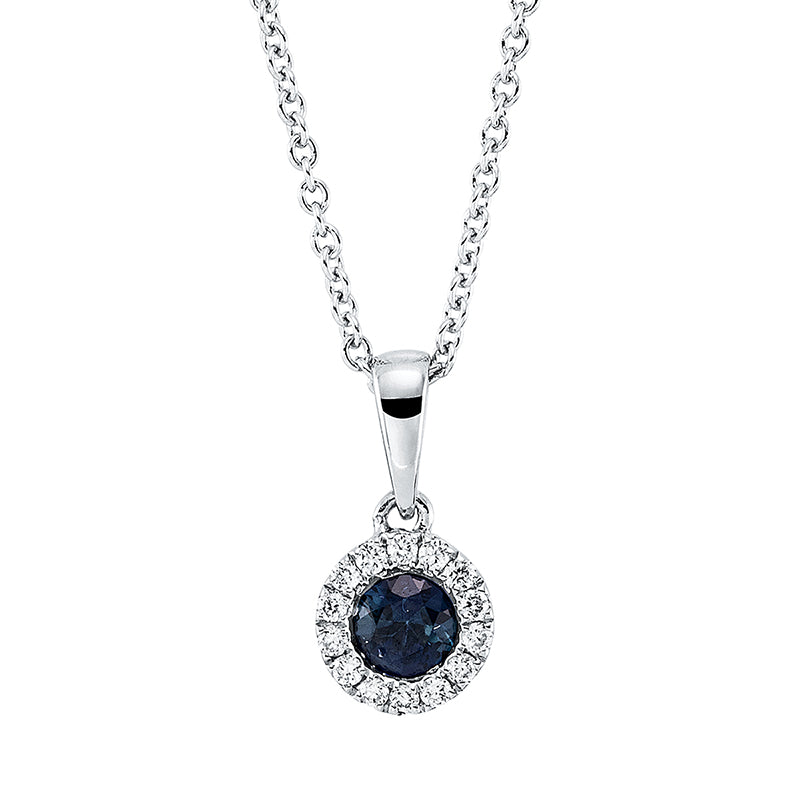 Collier mit Saphir  aus 750/-18 Karat Weißgold mit 14 Diamanten 0