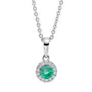 Collier mit Smaragd  aus 750/-18 Karat Weißgold mit 14 Diamanten 0