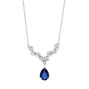 Collier mit Saphir  aus 585/-14 Karat Weißgold mit 8 Diamanten 0