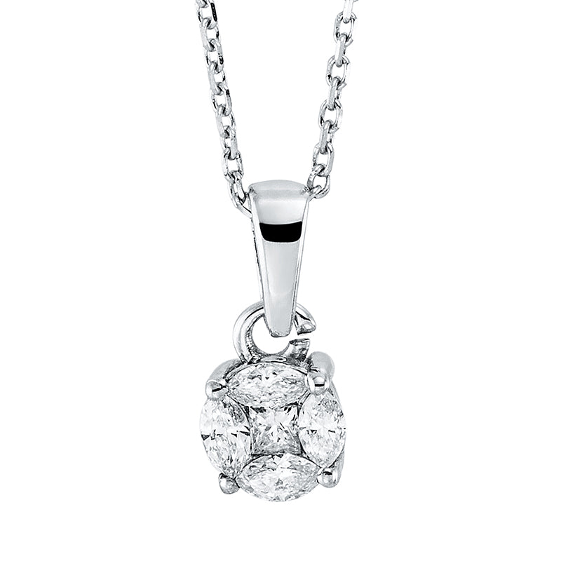 Collier    aus 585/-14 Karat Weißgold mit 5 Diamanten 0