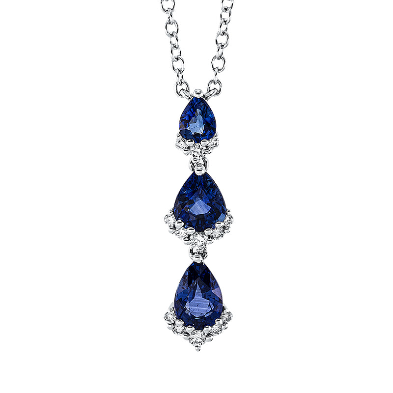 Collier mit Saphir  aus 750/-18 Karat Weißgold mit 13 Diamanten 0
