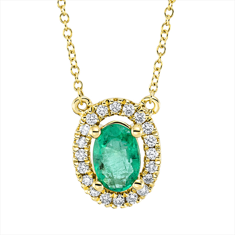 Collier mit Smaragd  aus 750/-18 Karat Gelbgold mit 20 Diamanten 0