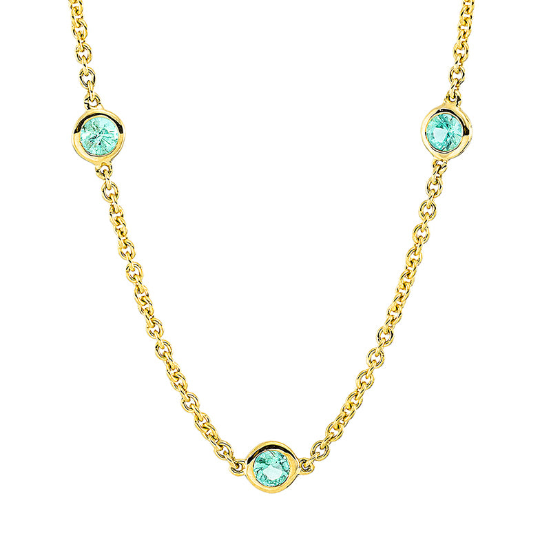 Collier mit Smaragd  aus 750/-18 Karat Gelbgold  