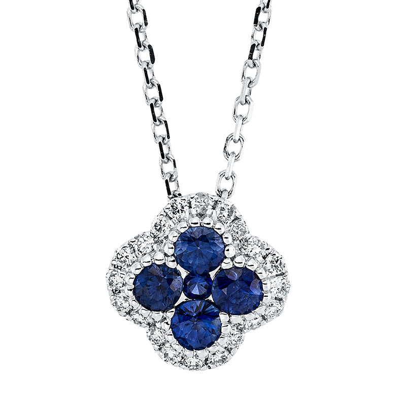 Collier mit Saphir  aus 750/-18 Karat Weißgold mit 20 Diamanten 0