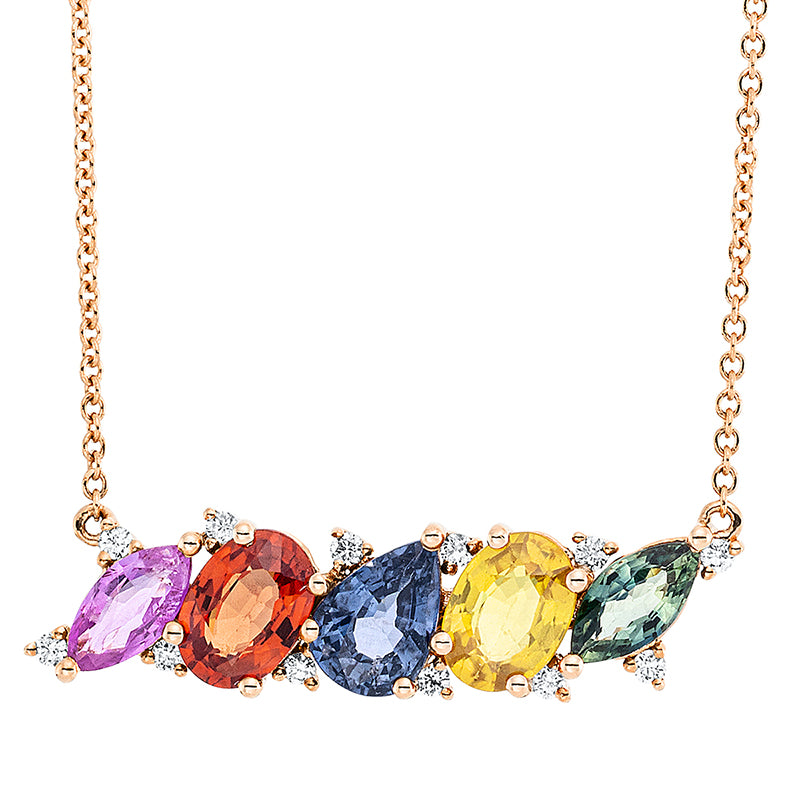 Collier mit Saphir  aus 750/-18 Karat Rotgold mit 12 Diamanten 0