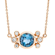 Collier mit Topas  aus 750/-18 Karat Rotgold mit 6 Diamanten 0