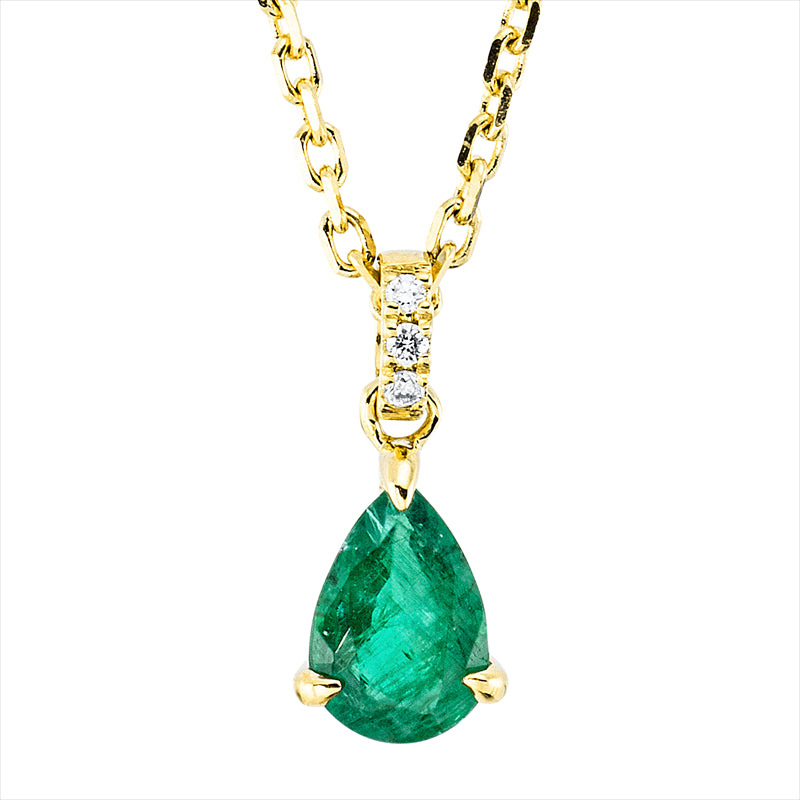 Collier mit Smaragd  aus 750/-18 Karat Gelbgold mit 3 Diamanten 0
