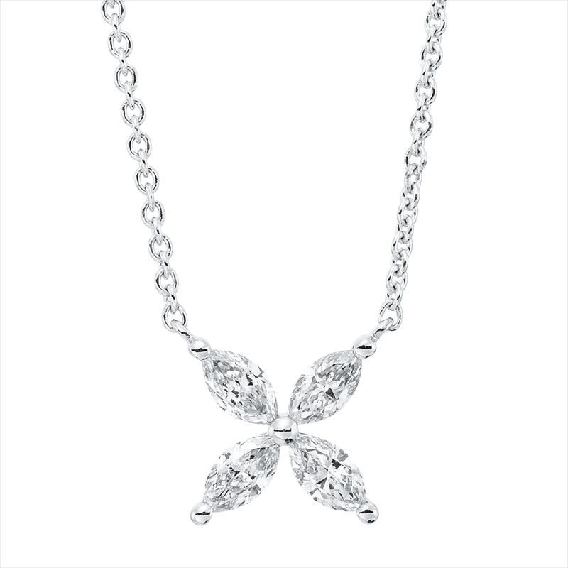 Collier    aus 750/-18 Karat Weißgold mit 4 Diamanten 0