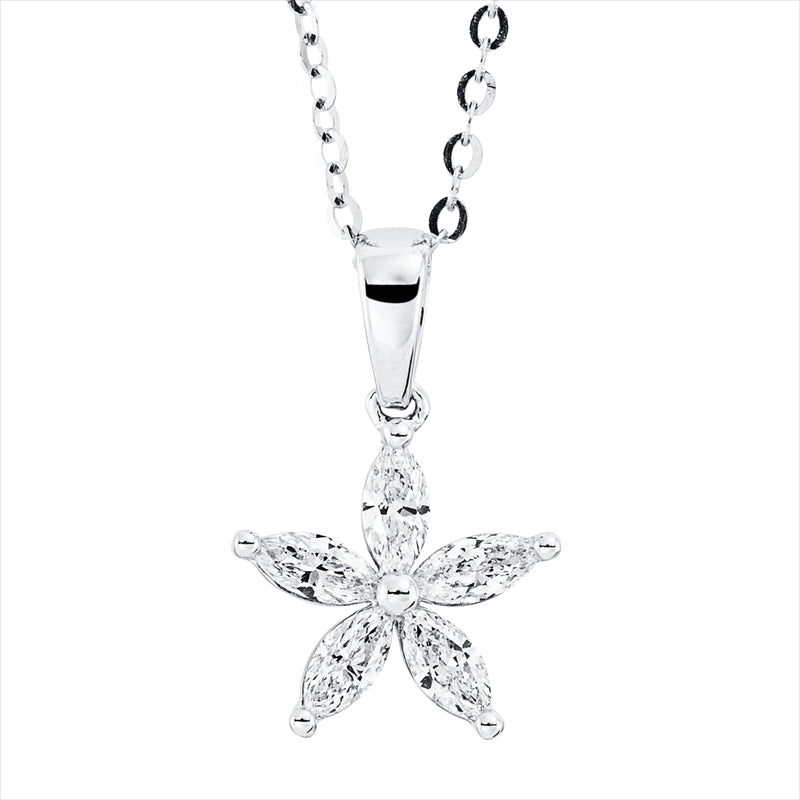 Collier    aus 750/-18 Karat Weißgold mit 5 Diamanten 0