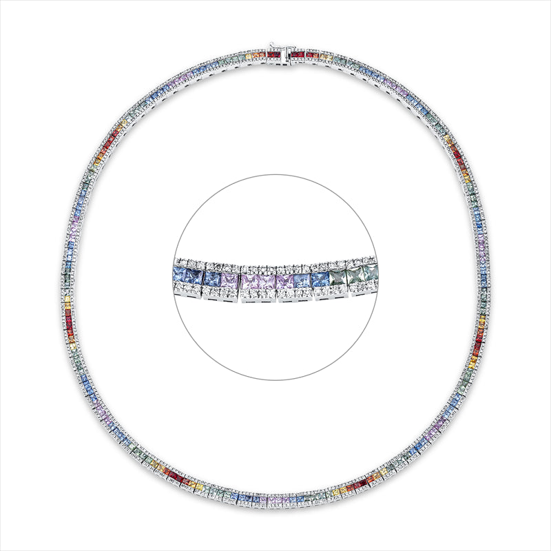 Collier mit Saphir  aus 750/-18 Karat Weißgold mit 784 Diamanten 2