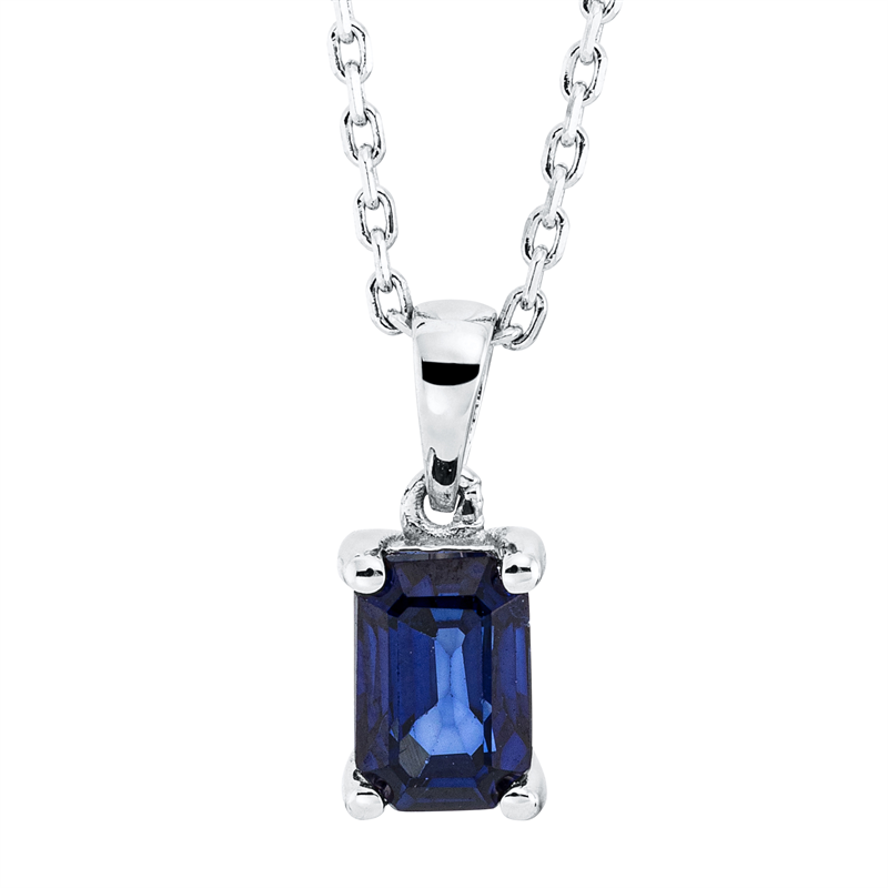 Collier mit Saphir  aus 750/-18 Karat Weißgold  