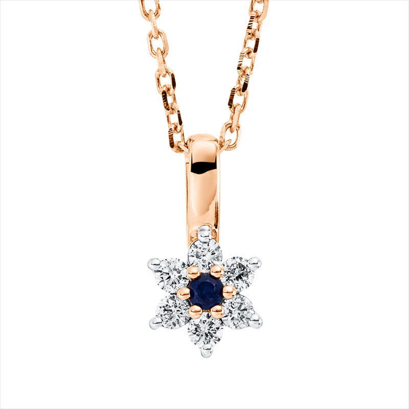 Collier mit Saphir  aus 750/-18 Karat Rotgold mit 6 Diamanten 0