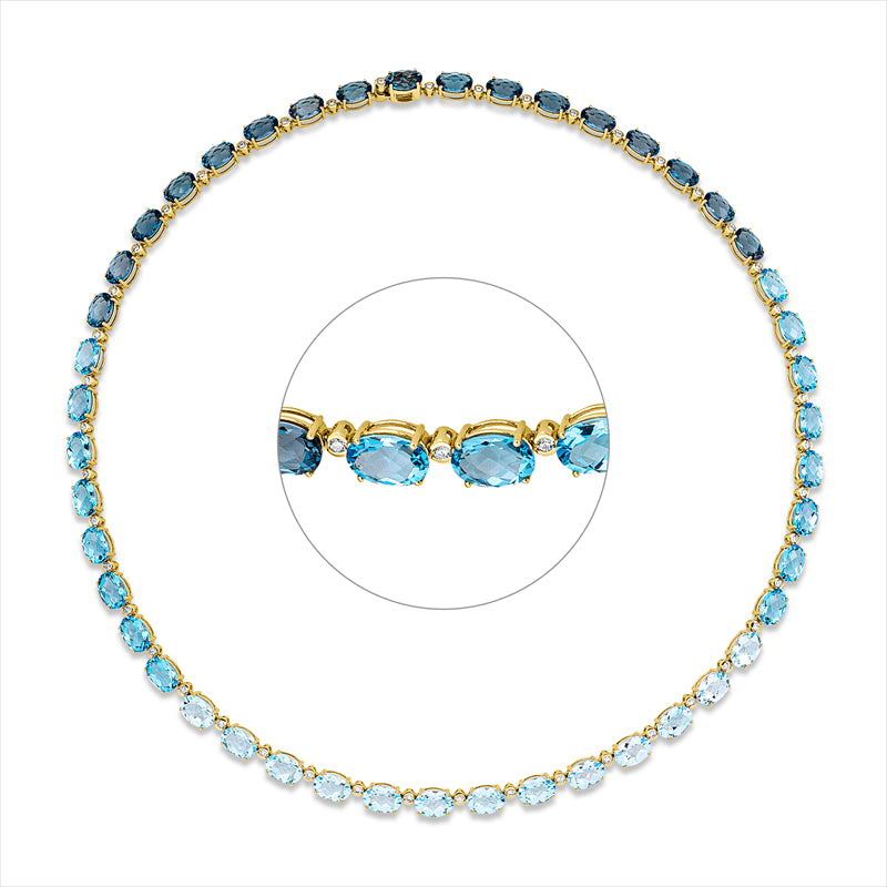 Collier mit Topas  aus 750/-18 Karat Gelbgold mit 46 Diamanten 0