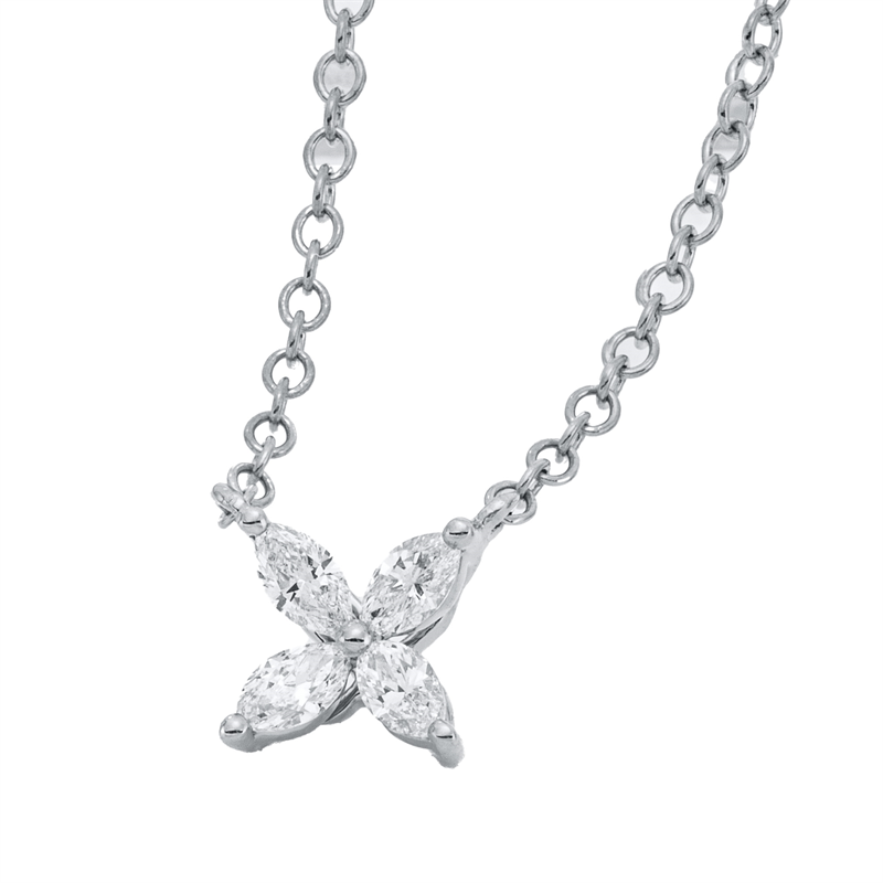 Collier    aus 750/-18 Karat Weißgold mit 4 Diamanten 0