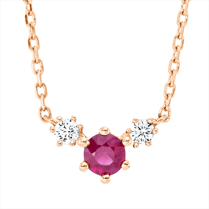Collier mit Rubin  aus 750/-18 Karat Rotgold mit 2 Diamanten 0