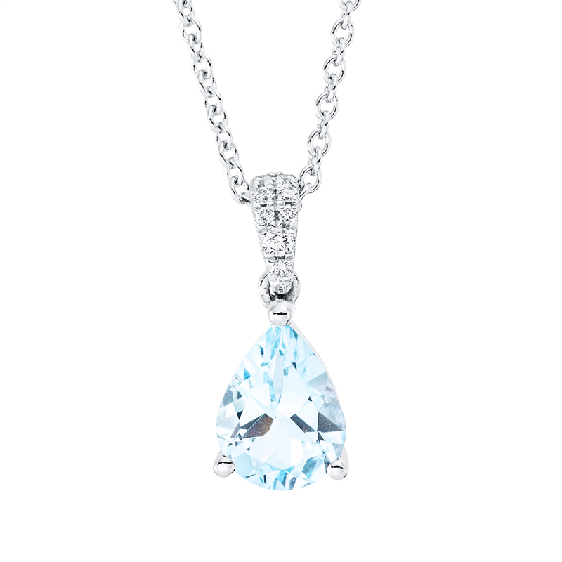 Collier mit Topas  aus 750/-18 Karat Weißgold mit 8 Diamanten 0