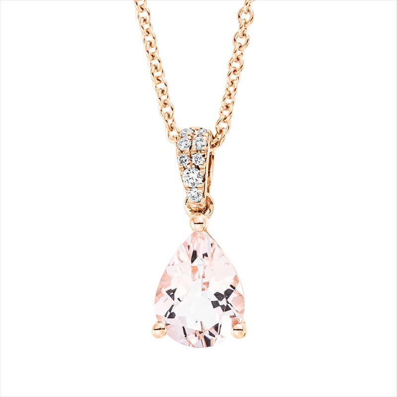 Collier mit Morganit  aus 750/-18 Karat Rotgold mit 8 Diamanten 0
