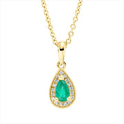 Collier mit Smaragd  aus 750/-18 Karat Gelbgold mit 17 Diamanten 0