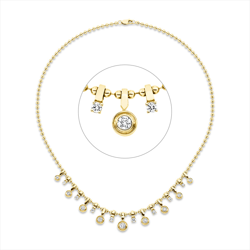 Collier    aus 585/-14 Karat Gelbgold mit 17 Diamanten 1