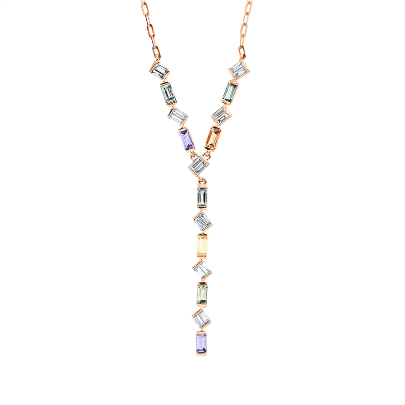 Collier mit Saphir  aus 750/-18 Karat Rotgold mit 16 Diamanten 0