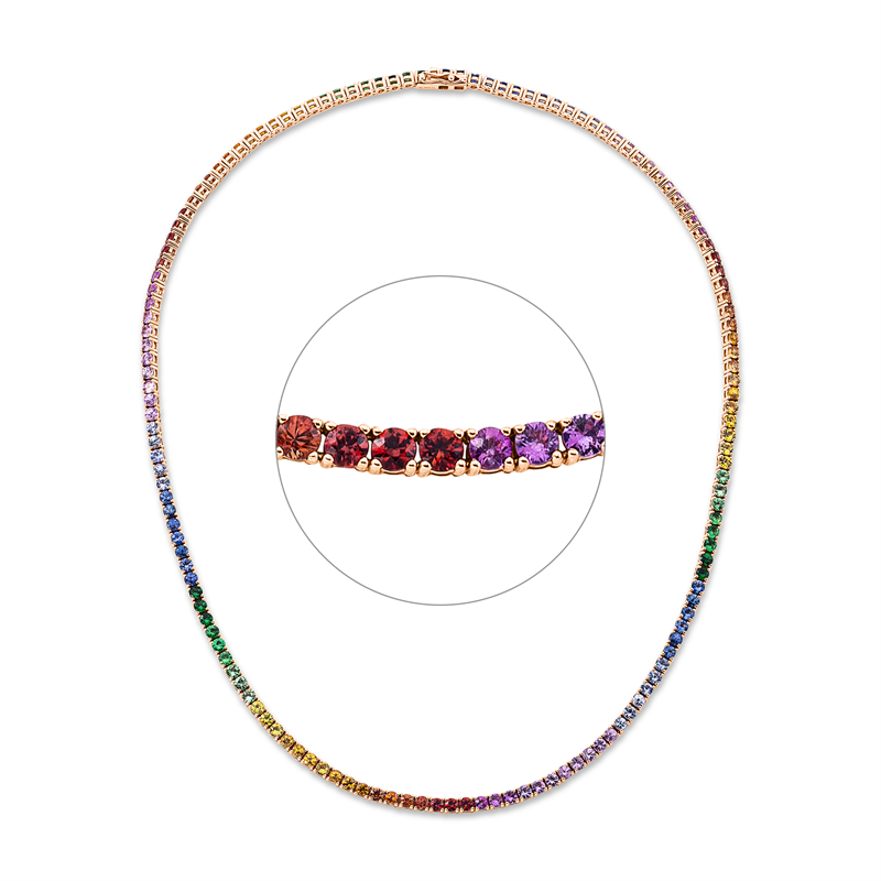 Collier mit Saphir  aus 750/-18 Karat Rotgold  