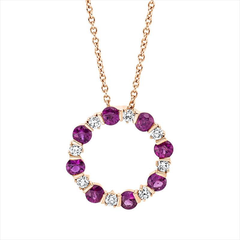 Collier mit Rubin  aus 750/-18 Karat Rotgold mit 8 Diamanten 0